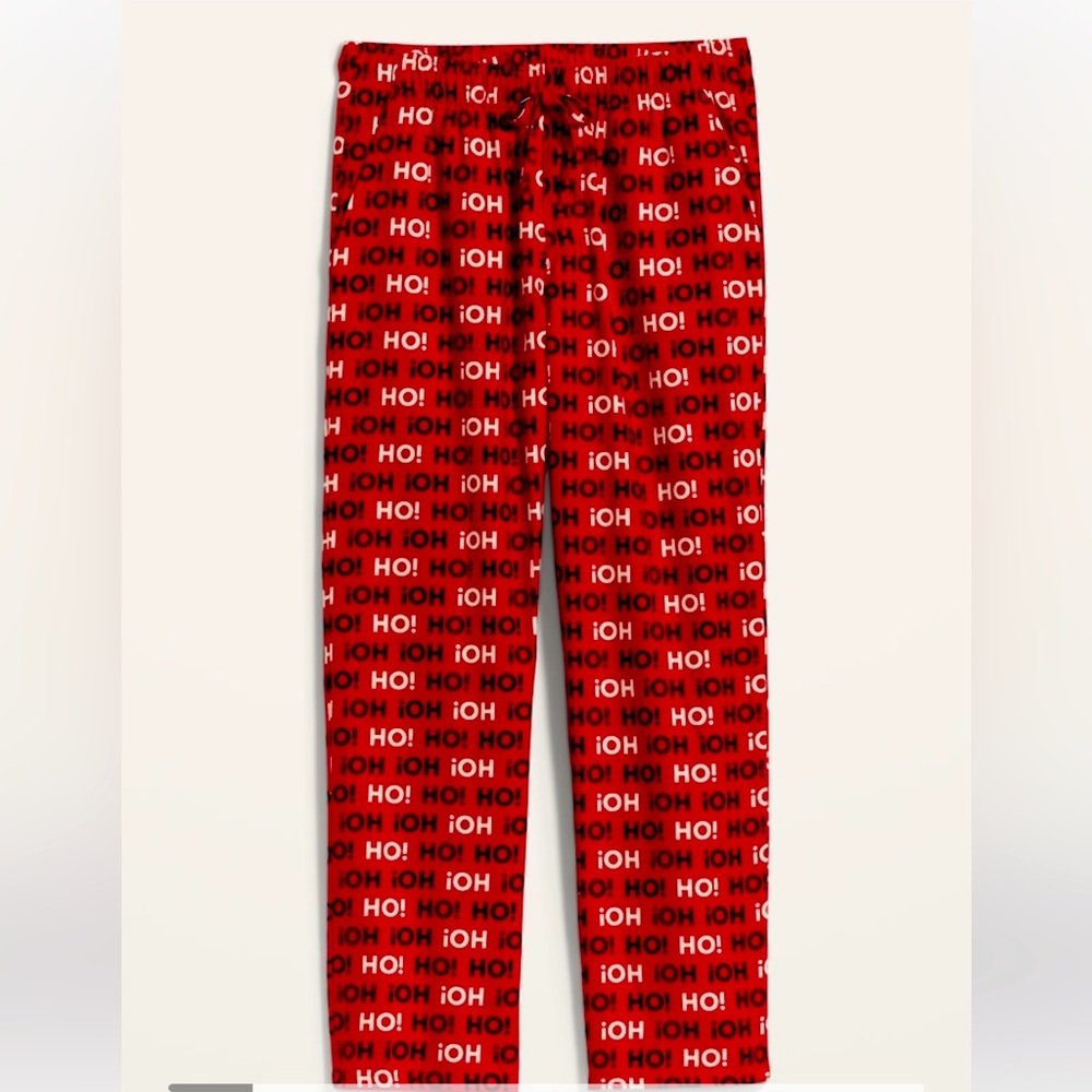 NWT Old Navy Men’s Drawstring Flannel Pajama Pants Red HO HO HO Size XXL